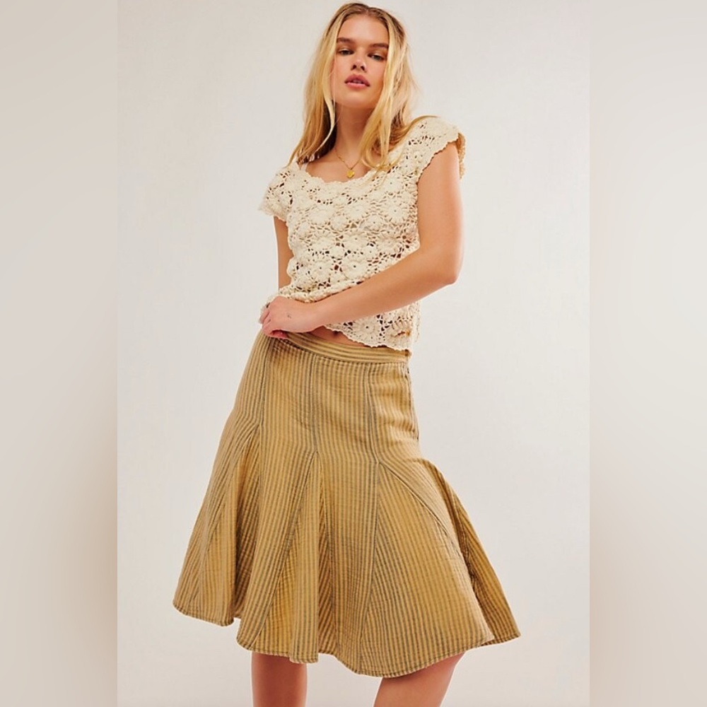Free people Candace Stripe Cotton & Linen Skirt - SIZE XS